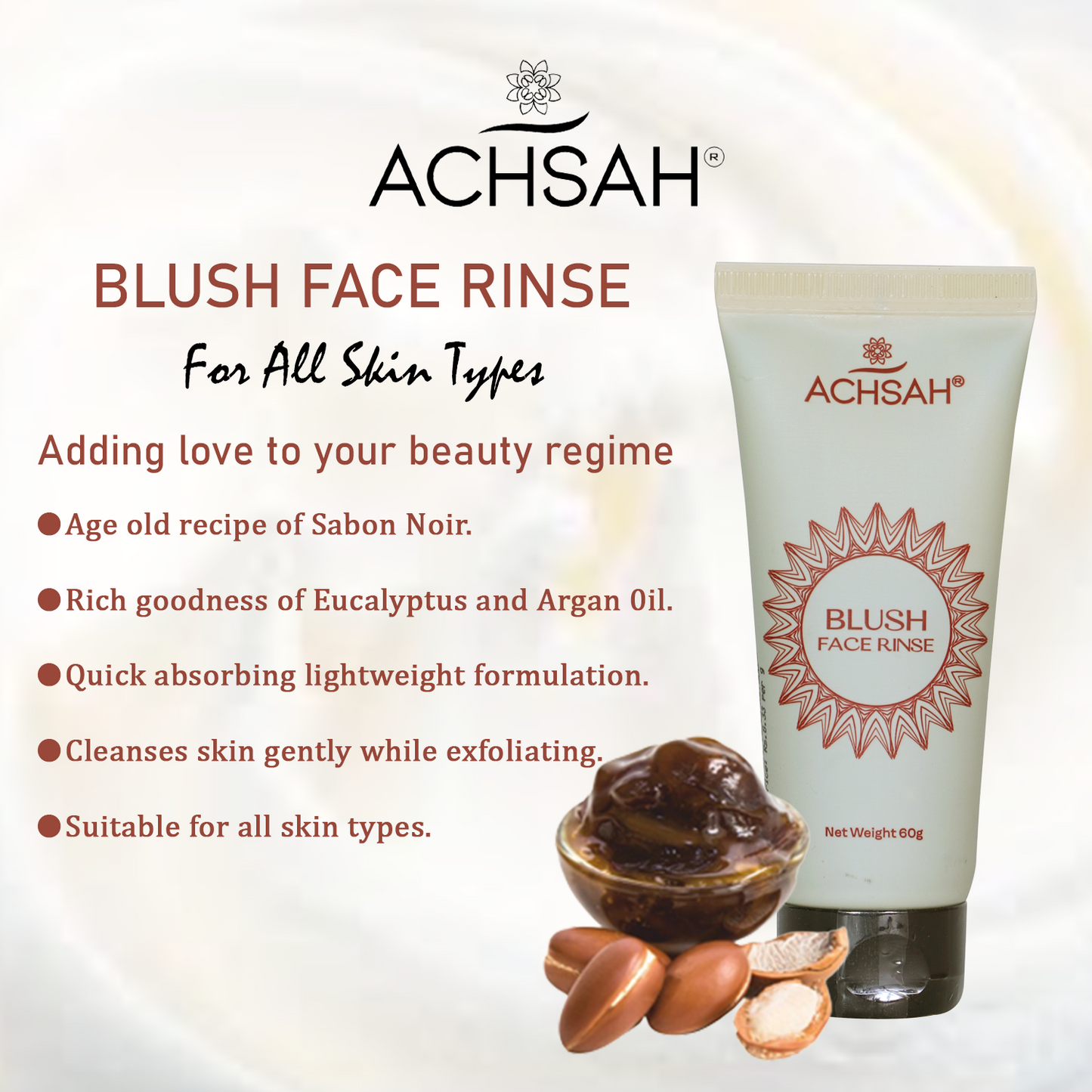 ACHSAH Blush Face Rinse (Face Wash) With Travel Pack